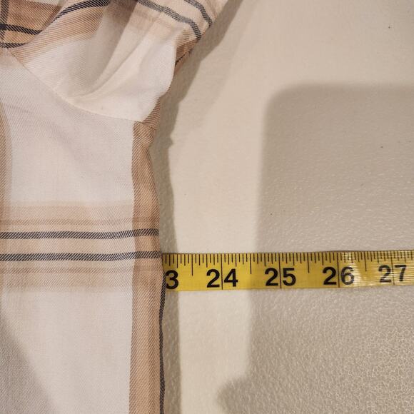 Soft Surroundings Beige Plaid Button Up Night Devine Pajama Top Size Large - Picture 7 of 10